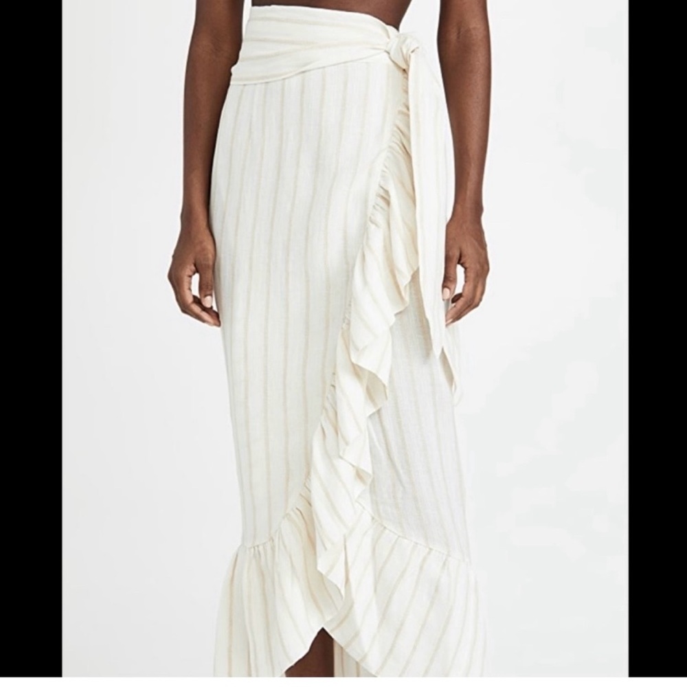 Mara Hoffman Cream Asymmetrical Ruffle Skirt